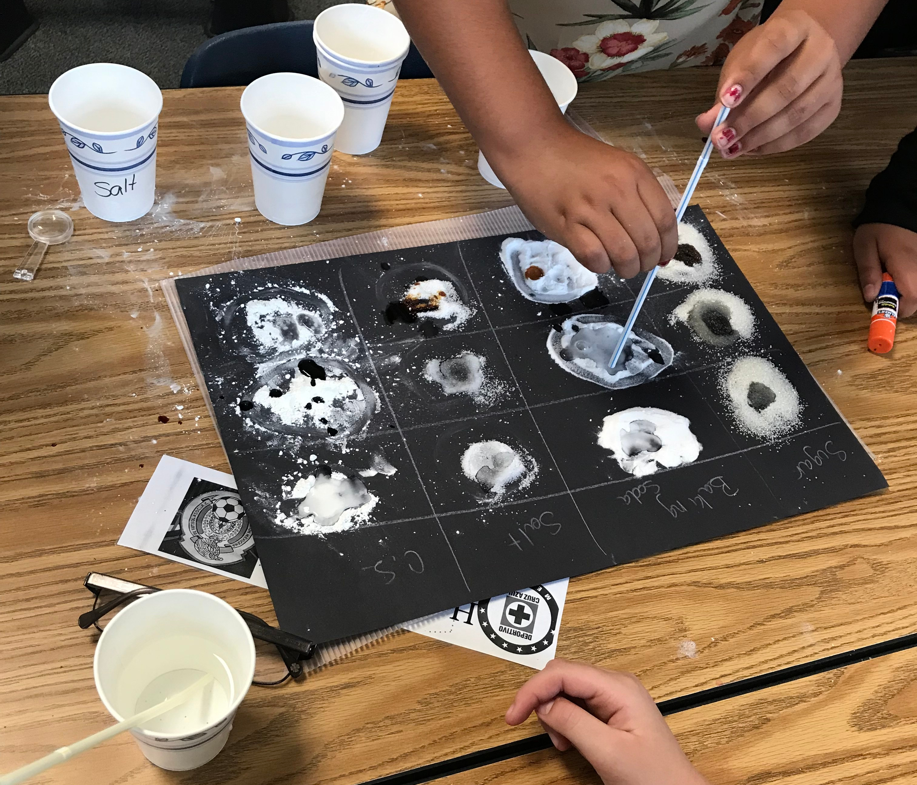 Chemicals Reacting to White Substances